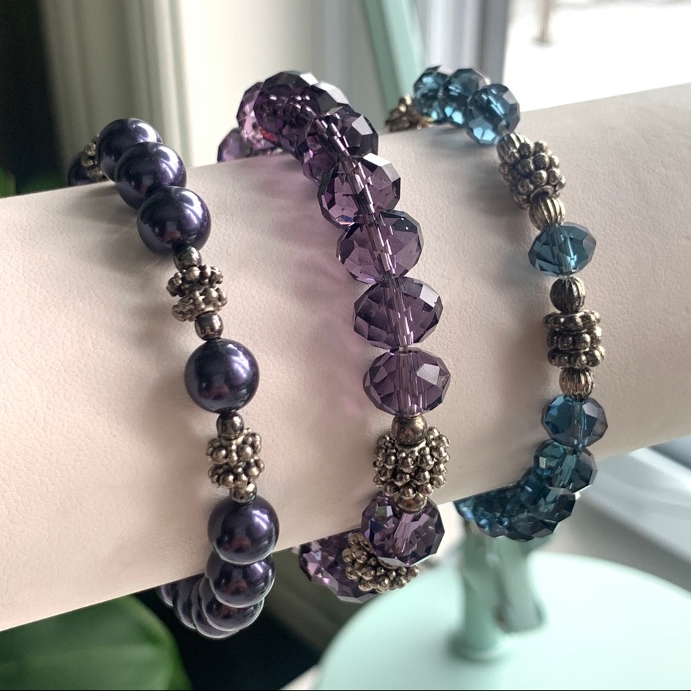 Swarovski Pearl & Czech Crystal Trio Bracelet Set